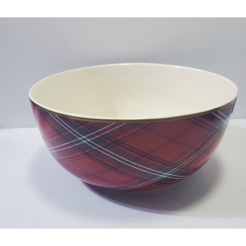 Williams Sonoma Mixing Bowl Large Tartan Plaid  11" Diameter X 5.5" High